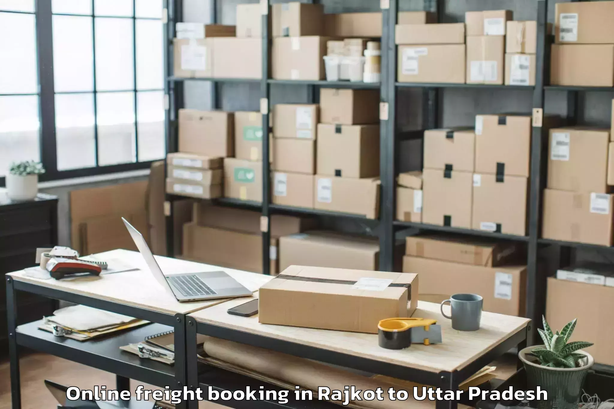 Easy Rajkot to Mehndawal Online Freight Booking Booking